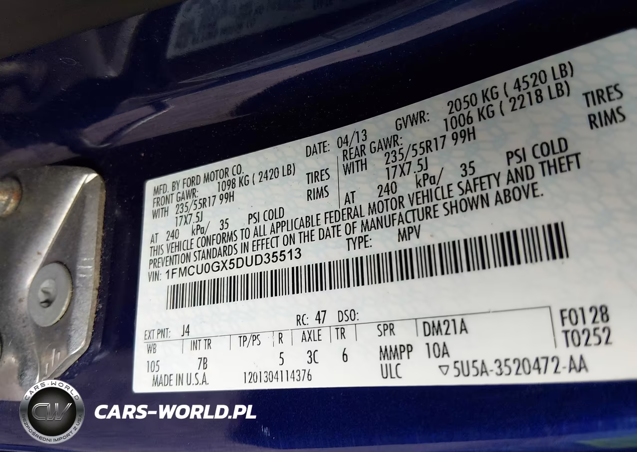 2013 Ford Escape Se VIN:1FMCU0GX5DUD35513 - 9