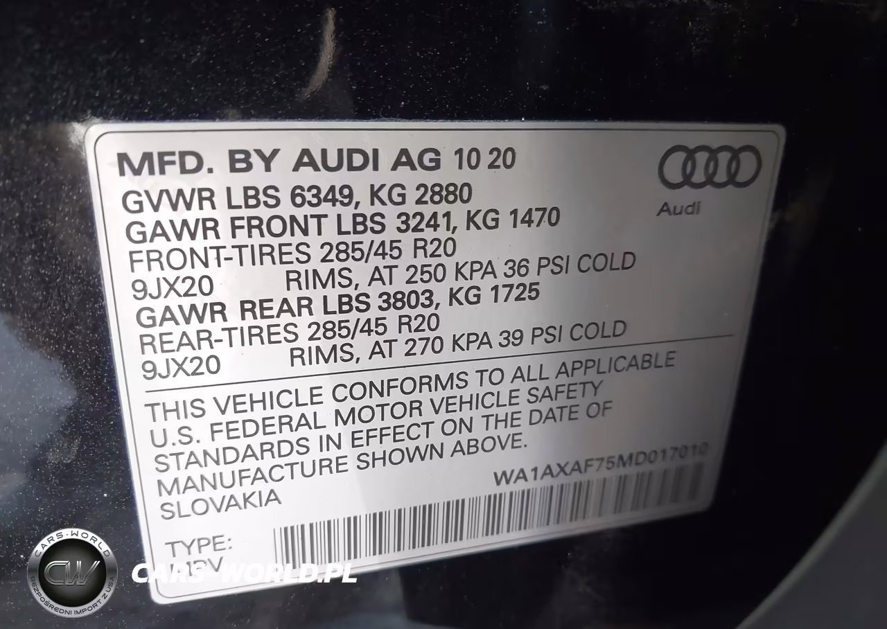2021 Audi Q7 Premium VIN:WA1AXAF75MD017010 - 9