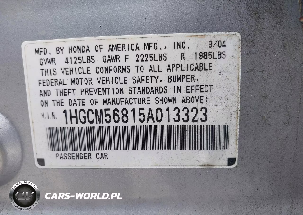 2005 Honda Accord 2.4 Ex VIN:1HGCM56815A013323 - 9