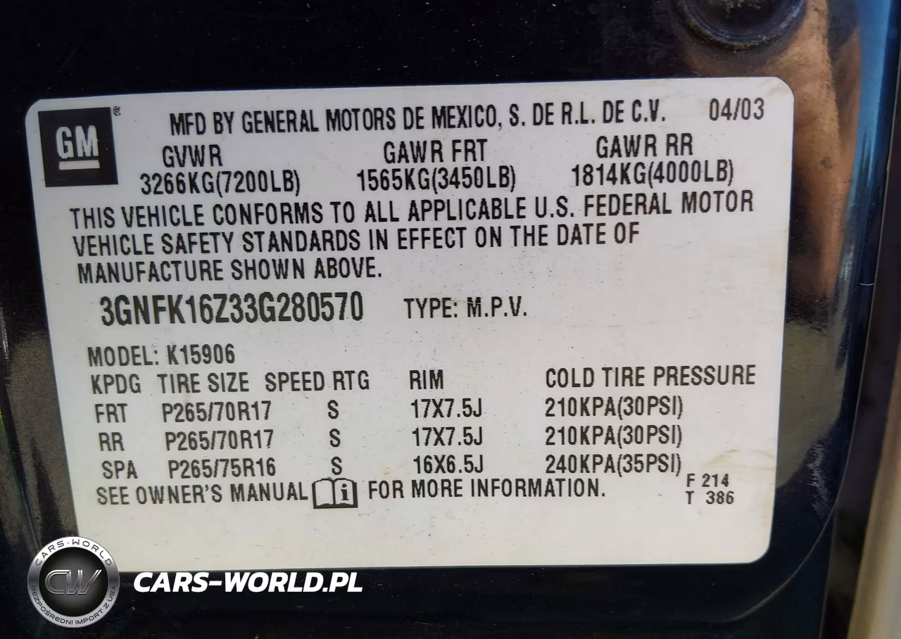 2003 Chevrolet Suburban 1500 Z71 VIN:3GNFK16Z33G280570 - 9
