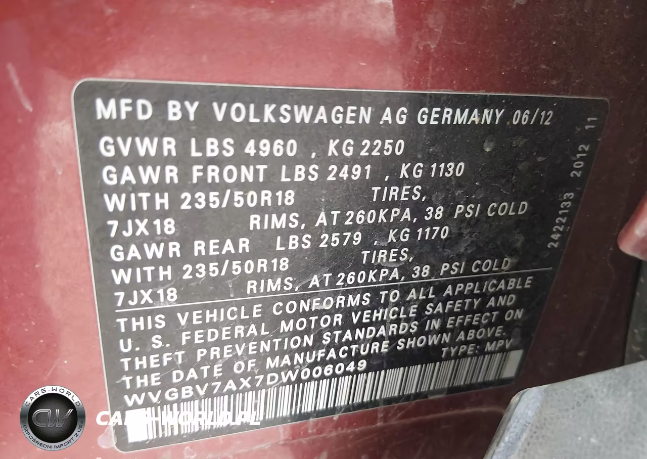 2013 Volkswagen Tiguan Se VIN:WVGBV7AX7DW006049 - 9