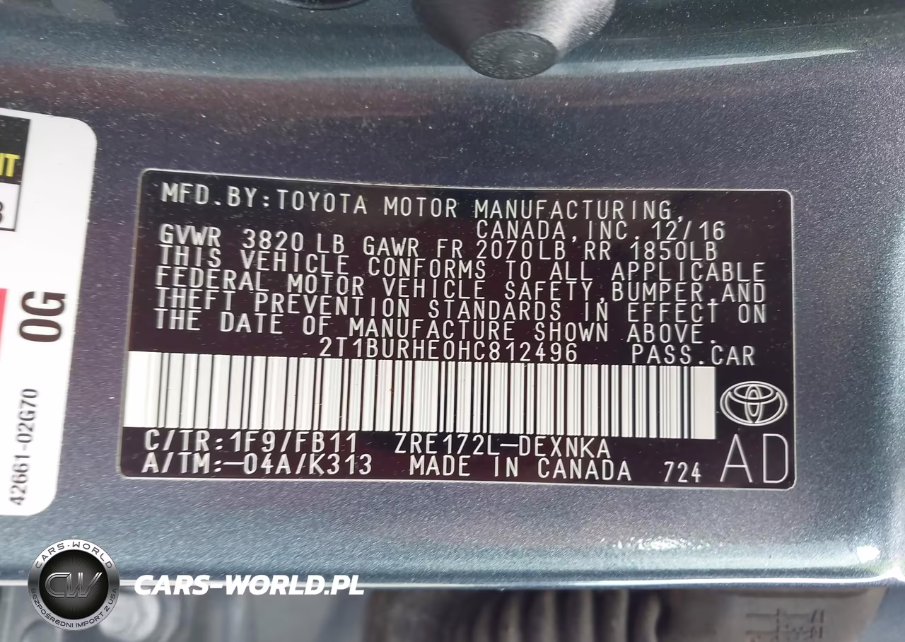2017 Toyota Corolla Le VIN:2T1BURHE0HC812496 - 9