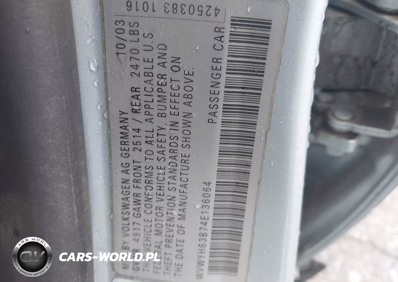 2004 Volkswagen Passat Glx VIN:WVWYH63B74E136064 - 9