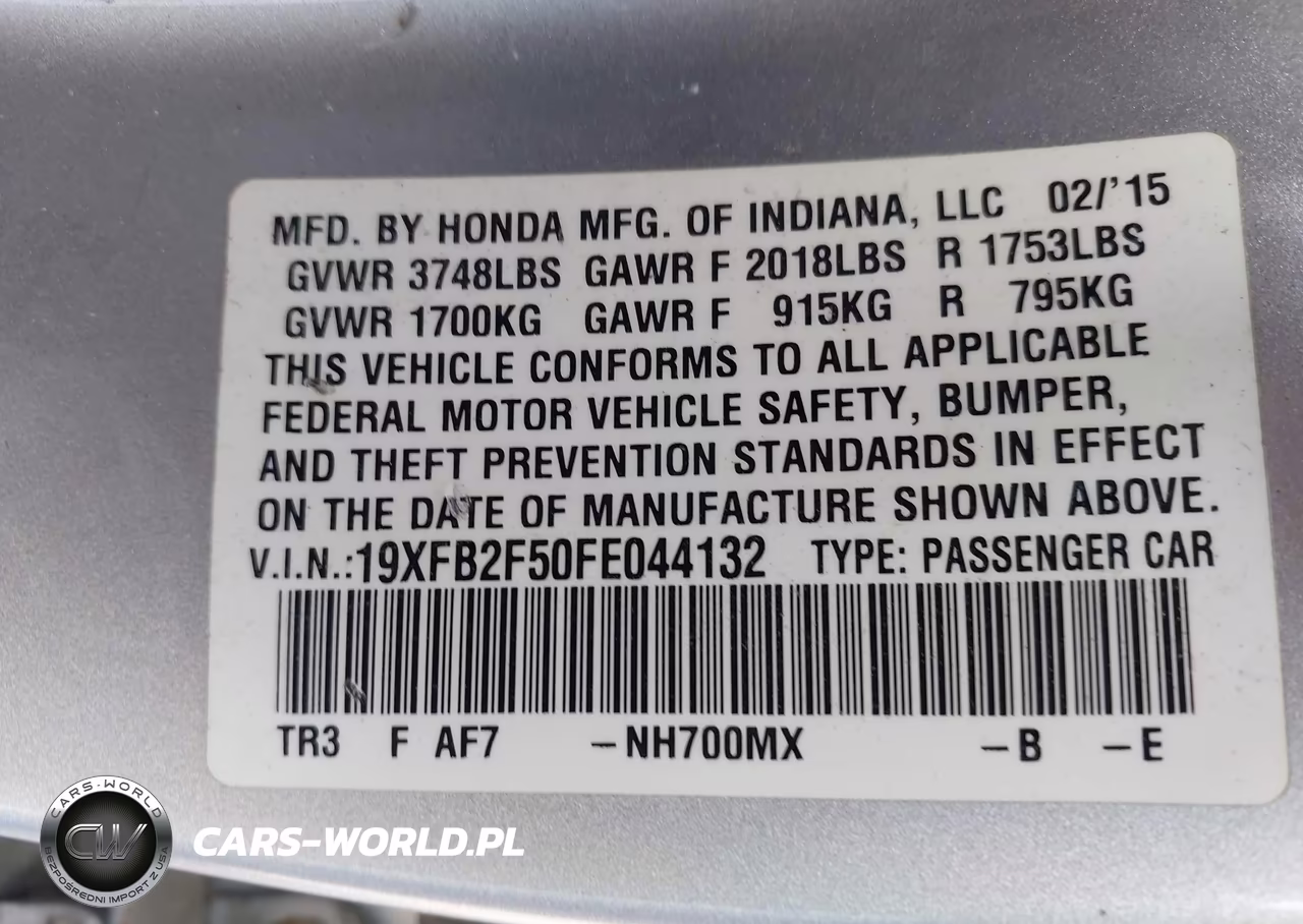 2015 Honda Civic Lx VIN:19XFB2F50FE044132 - 9