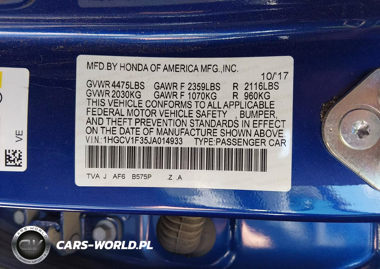 2018 Honda Accord Sport VIN:1HGCV1F35JA014933 - 9