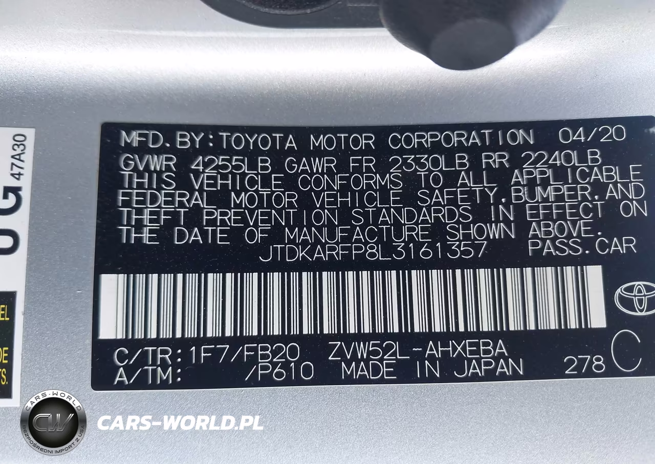2020 Toyota Prius Prime Le VIN:JTDKARFP8L3161357 - 9