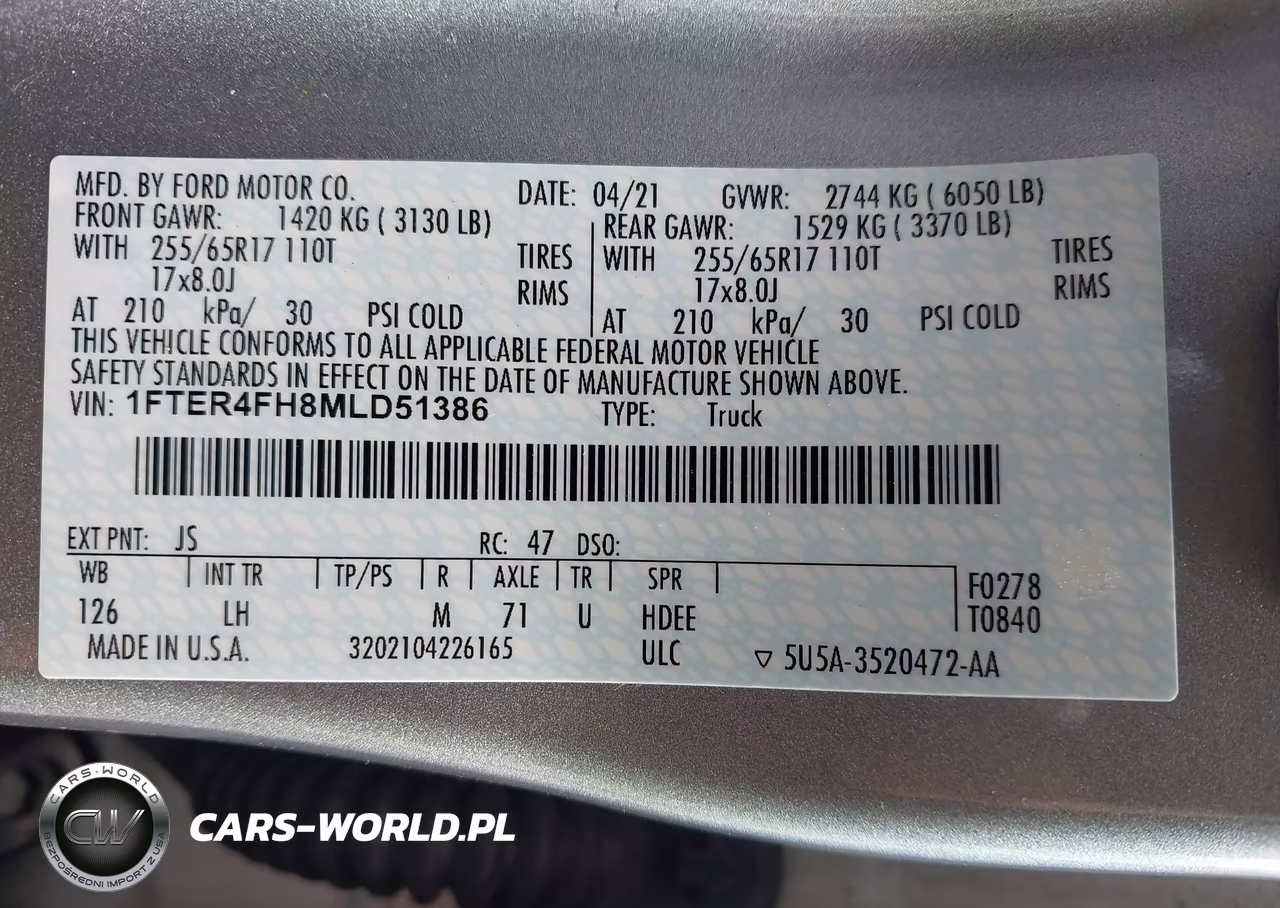 2021 Ford Ranger Xlt VIN:1FTER4FH8MLD51386 - 9