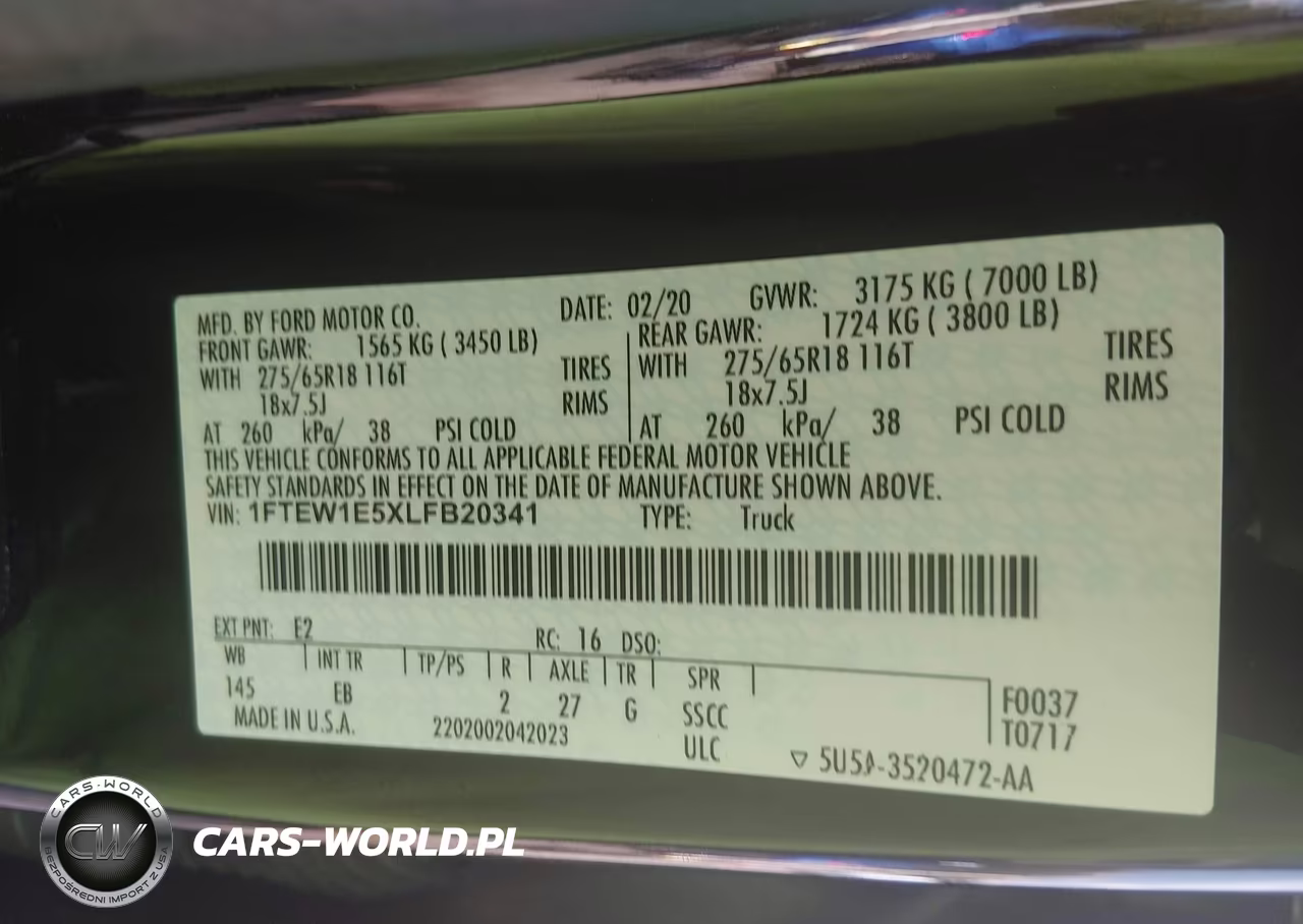 2020 Ford F150 Supercrew VIN:1FTEW1E5XLFB20341 - 9