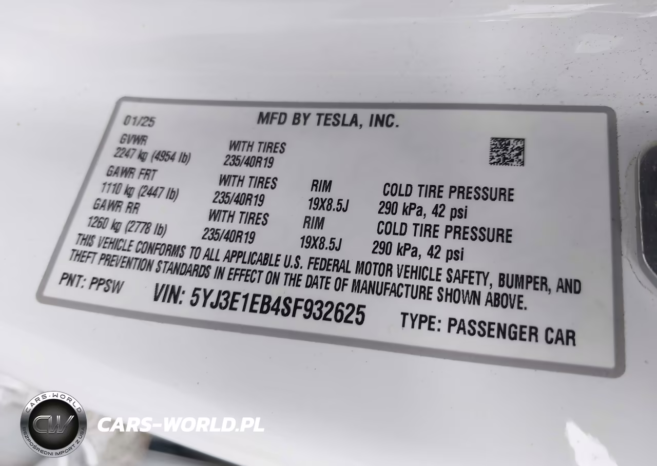 2025 Tesla Model 3 Long Range All-Wheel Drive VIN:5YJ3E1EB4SF932625 - 9
