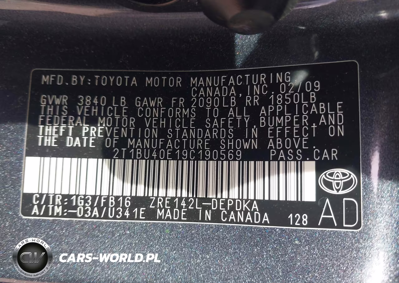 2009 Toyota Corolla Le VIN:2T1BU40E19C190569 - 9