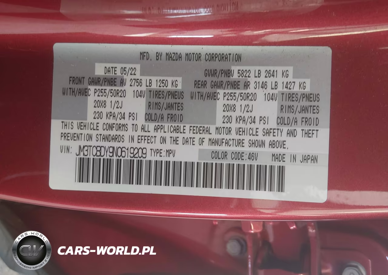 2022 Mazda Cx-9 Grand Touring VIN:JM3TCBDY9N0619209 - 9