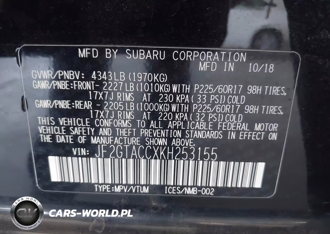 2019 Subaru Crosstrek 2.0I Premium VIN:JF2GTACCXKH253155 - 9