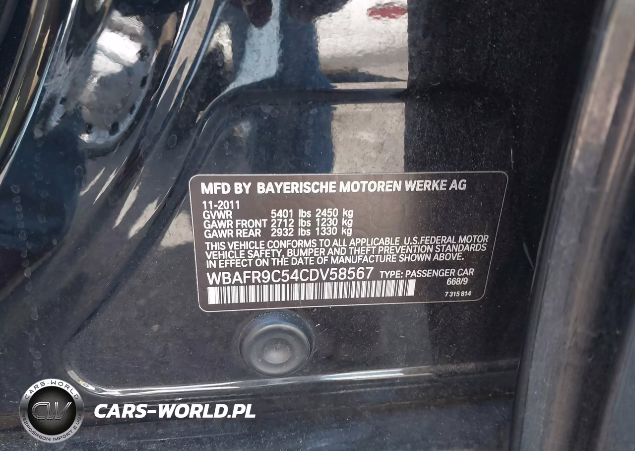 2012 BMW 550I VIN:WBAFR9C54CDV58567 - 9