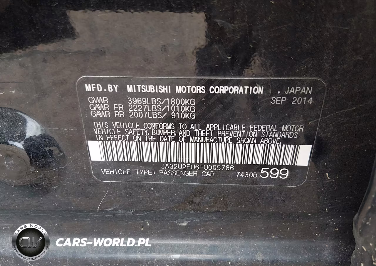 2015 Mitsubishi Lancer Es VIN:JA32U2FU6FU005786 - 9