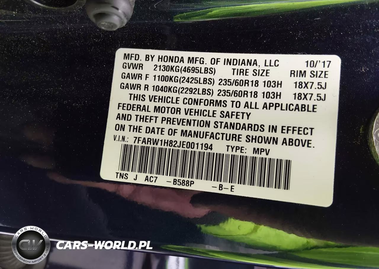2018 Honda Cr-V Ex-L-Ex-L Navi VIN:7FARW1H82JE001194 - 9