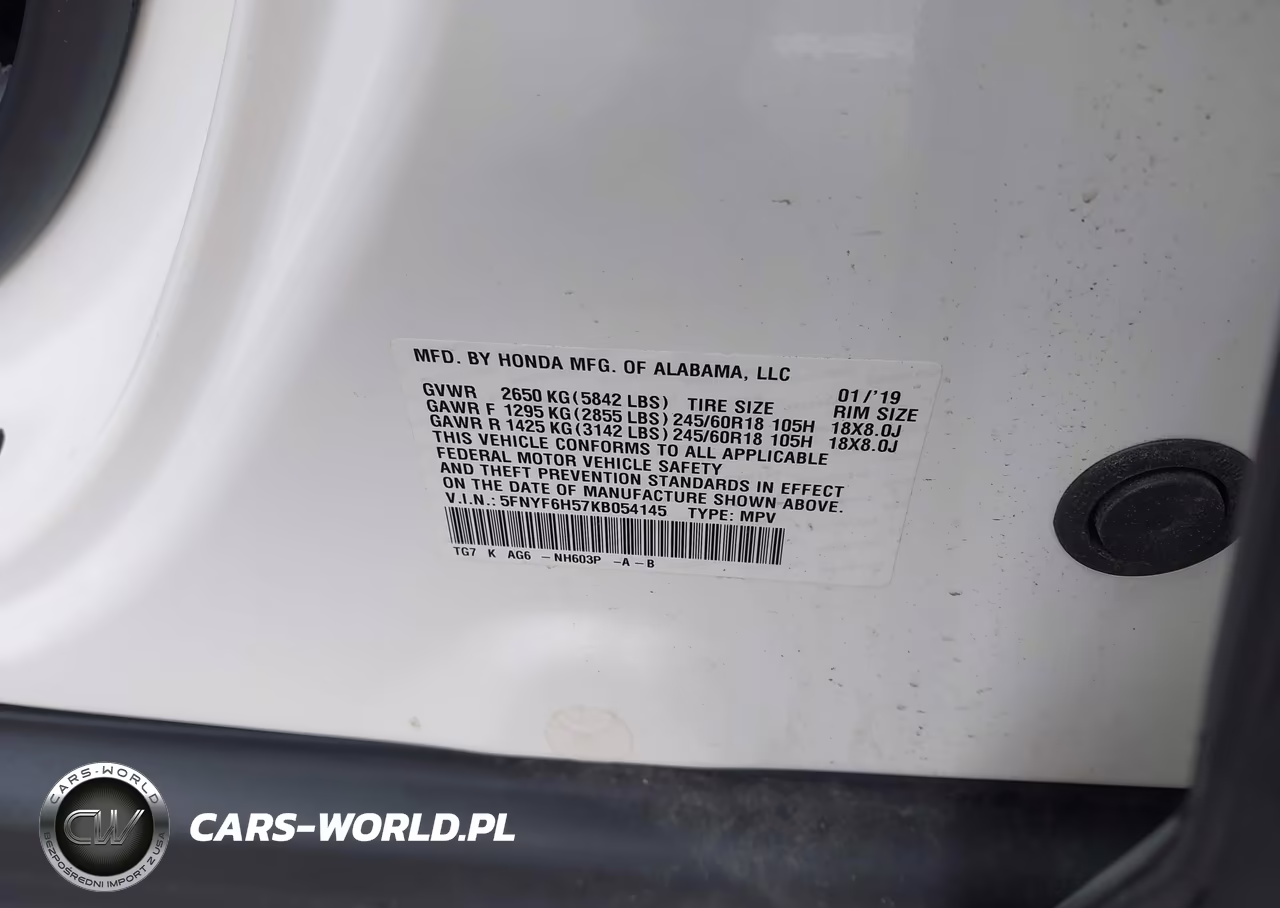 2019 Honda Pilot Exl VIN:5FNYF6H57KB054145 - 9