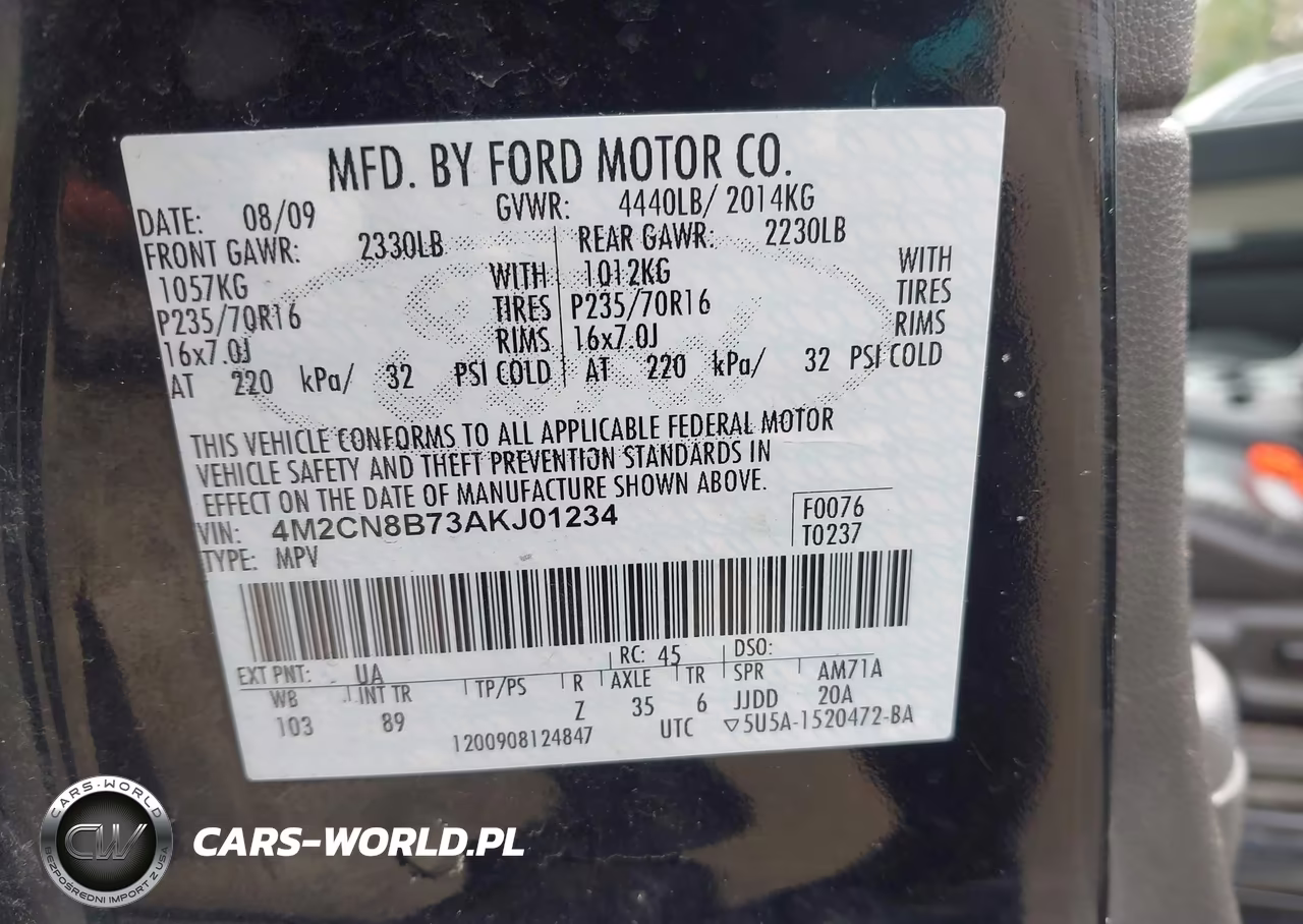 2010 Mercury Mariner VIN:4M2CN8B73AKJ01234 - 9
