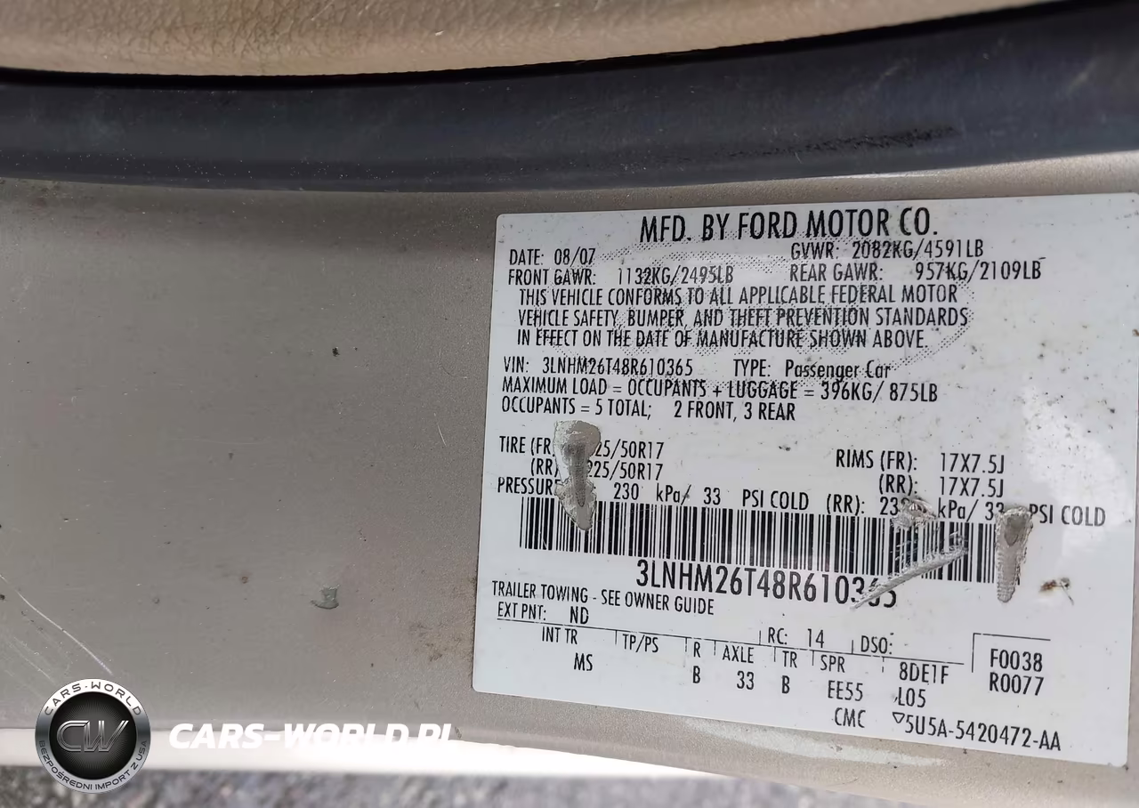 2008 Lincoln Mkz VIN:3LNHM26T48R610365 - 9