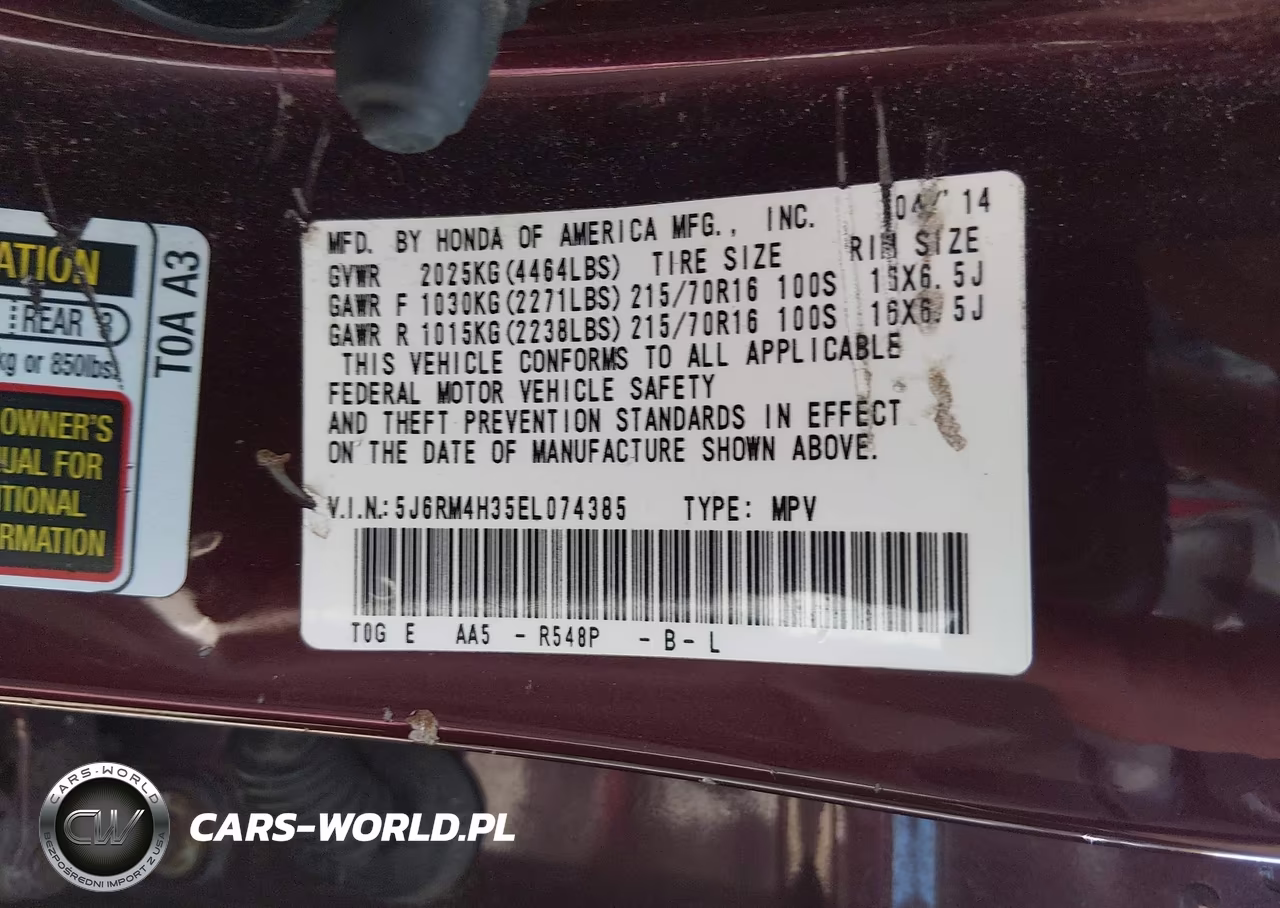 2014 Honda Cr-V Lx VIN:5J6RM4H35EL074385 - 9