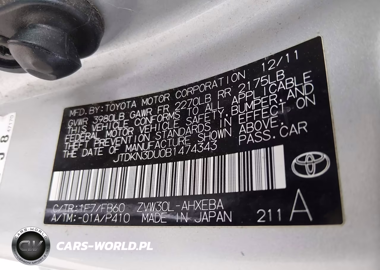 2011 Toyota Prius Two VIN:JTDKN3DU0B1474343 - 9