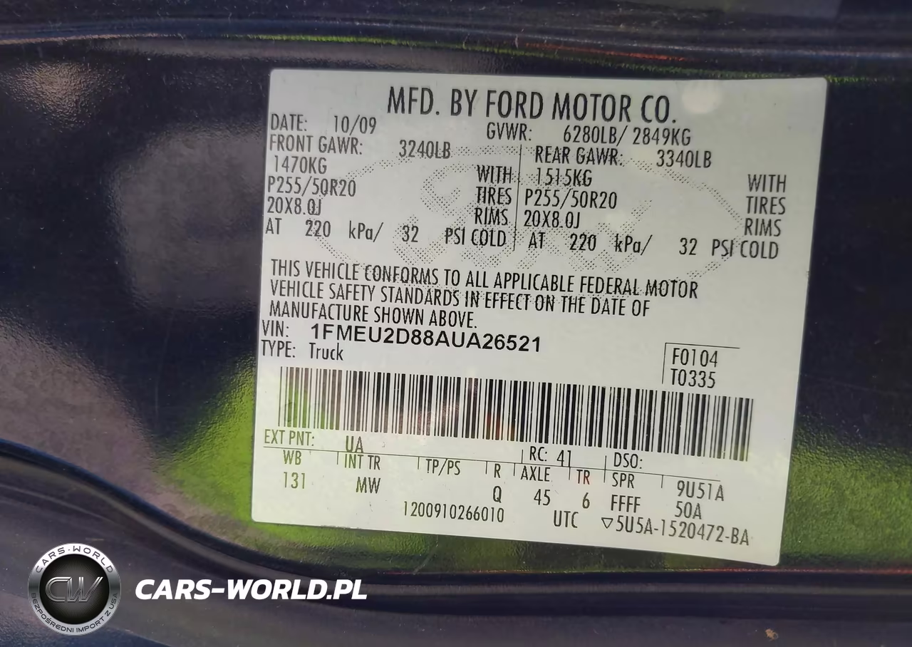 2010 Ford Explorer Sport Trac Limited VIN:1FMEU2D88AUA26521 - 9