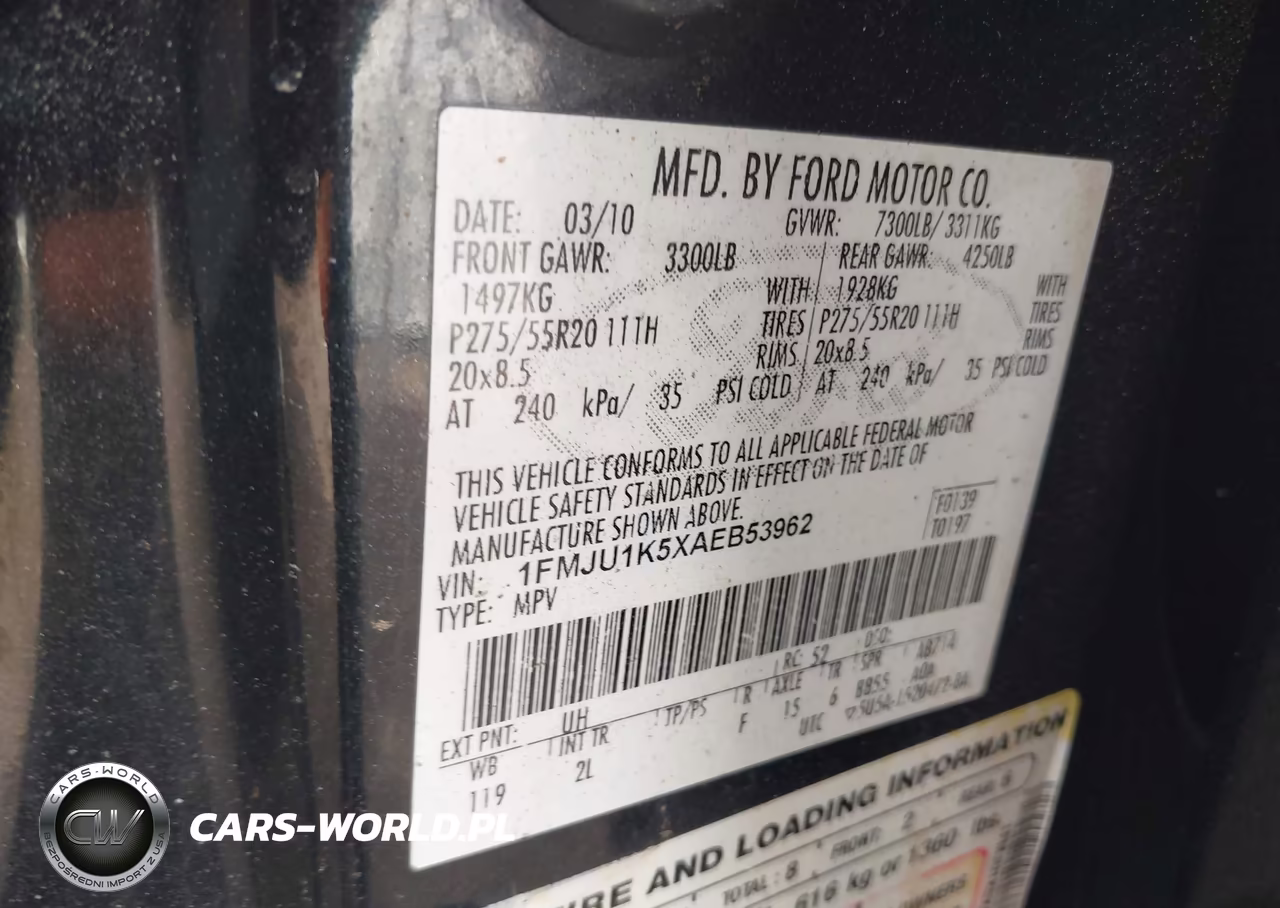 2010 Ford Expedition Limited VIN:1FMJU1K5XAEB53962 - 9