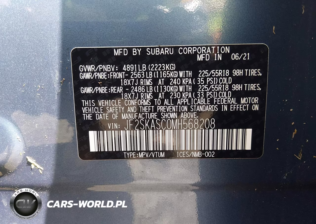 2021 Subaru Forester Limited VIN:JF2SKASC0MH568208 - 9