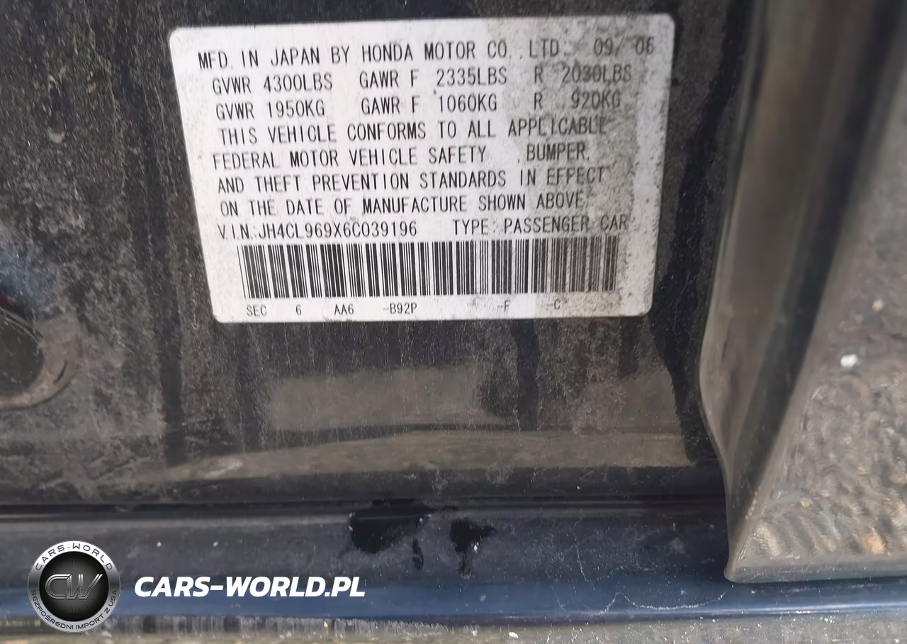 2006 Acura Tsx VIN:JH4CL969X6C039196 - 9