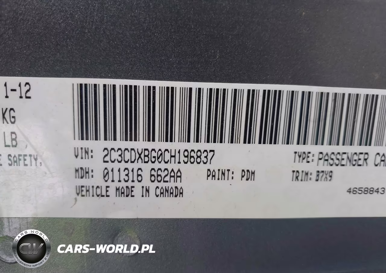 2012 Dodge Charger Se VIN:2C3CDXBG0CH196837 - 9