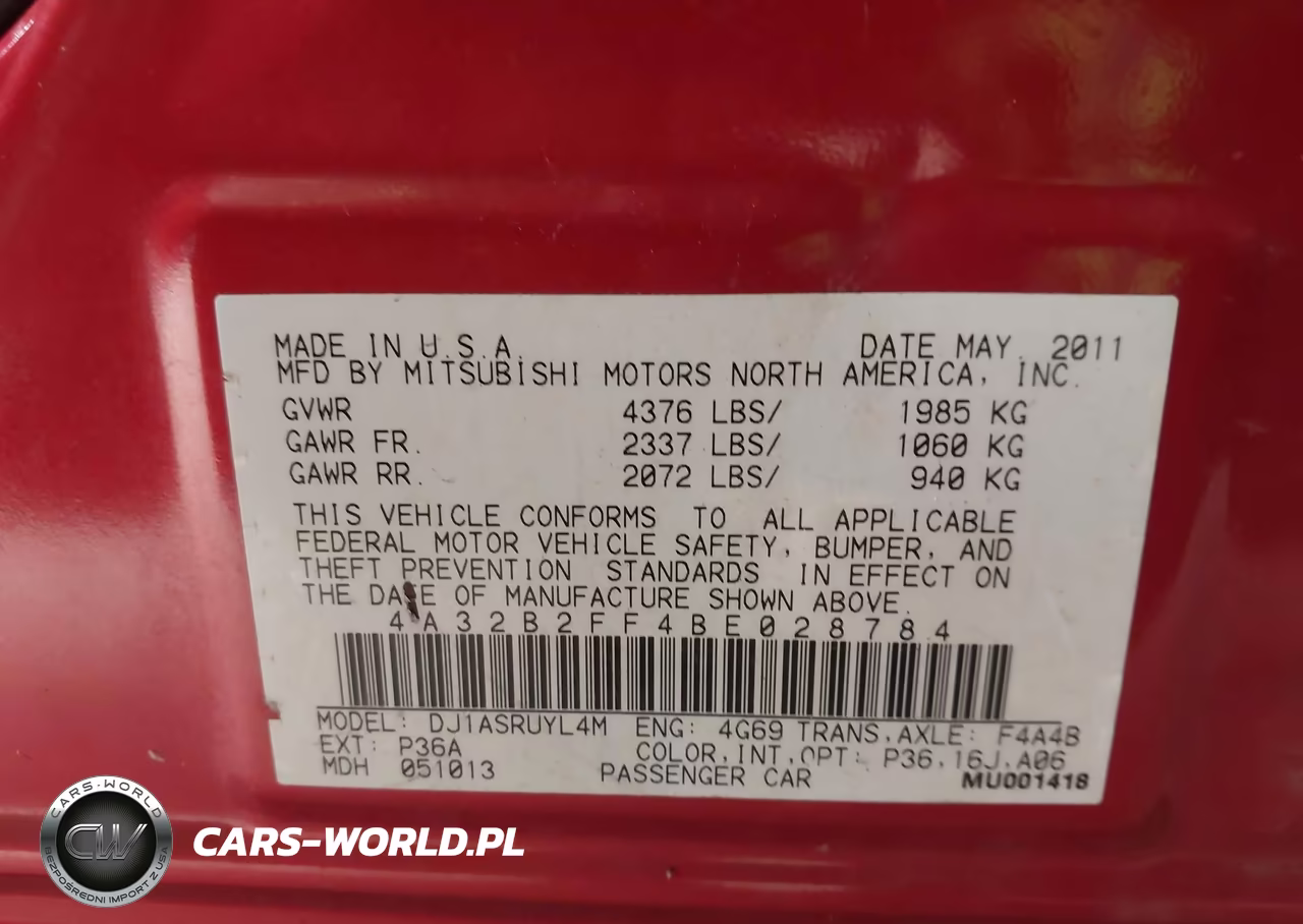 2011 Mitsubishi Galant Fe VIN:4A32B2FF4BE028784 - 9
