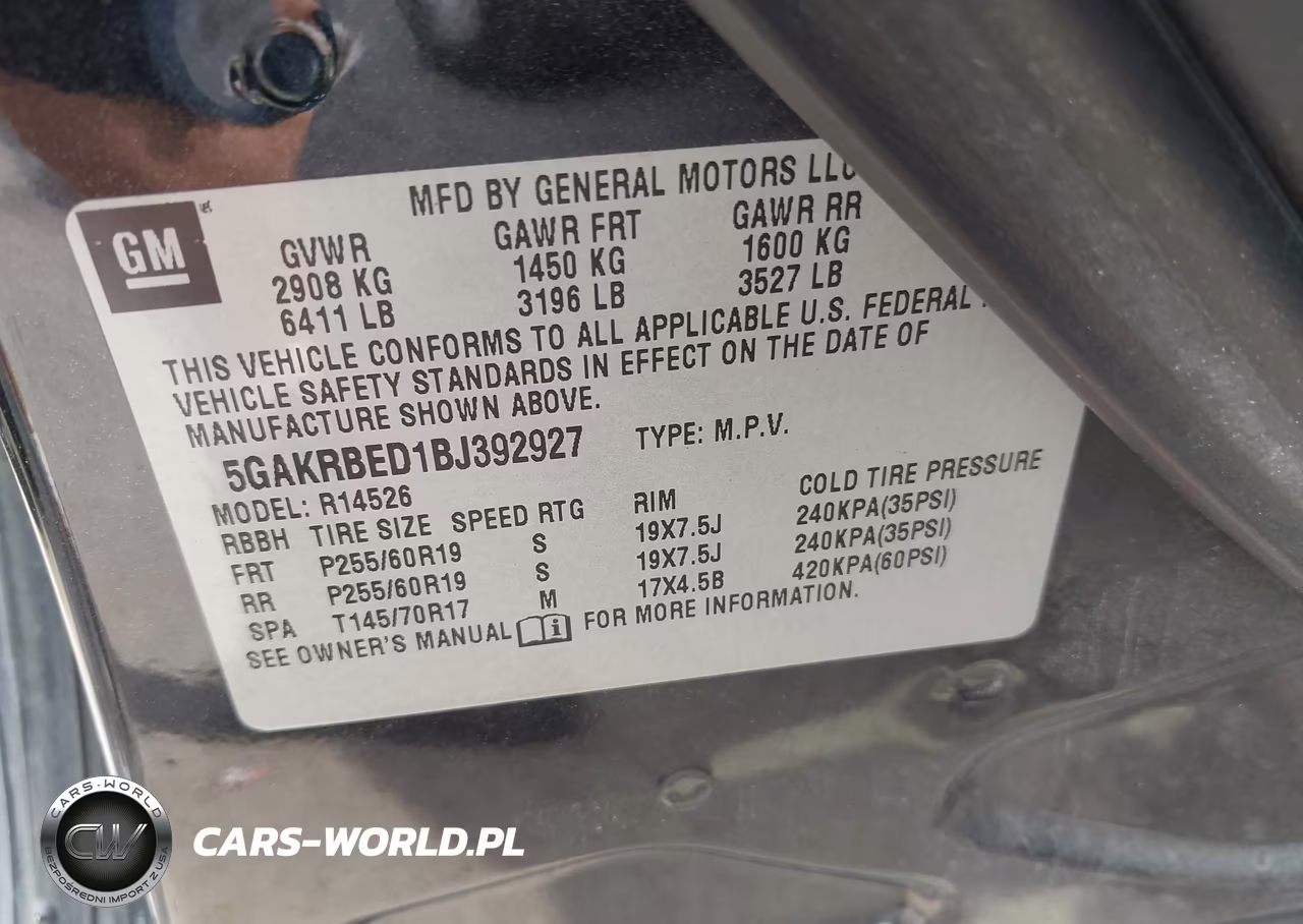 2011 Buick Enclave 1Xl VIN:5GAKRBED1BJ392927 - 9