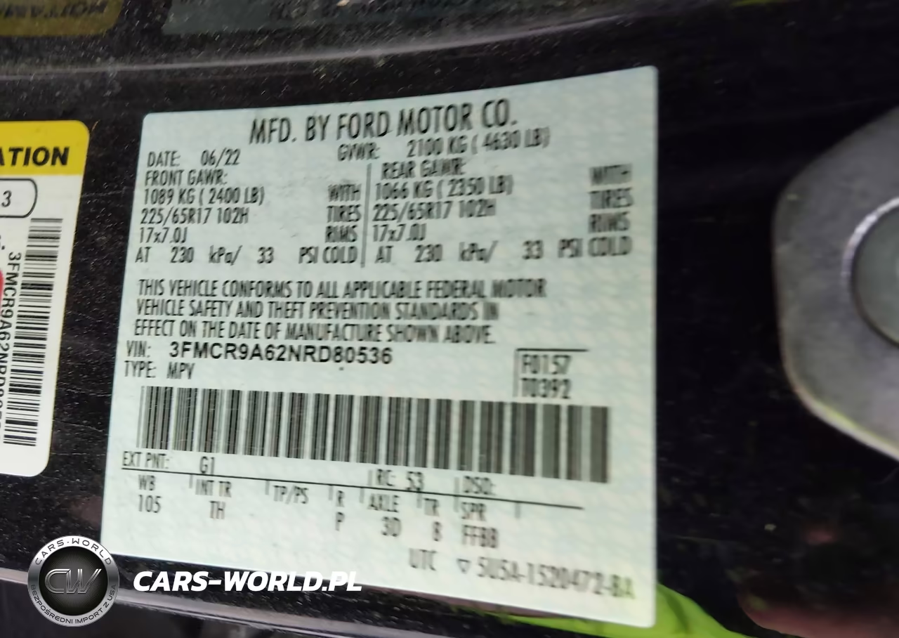 2022 Ford Bronco Sport VIN:3FMCR9A62NRD80536 - 9