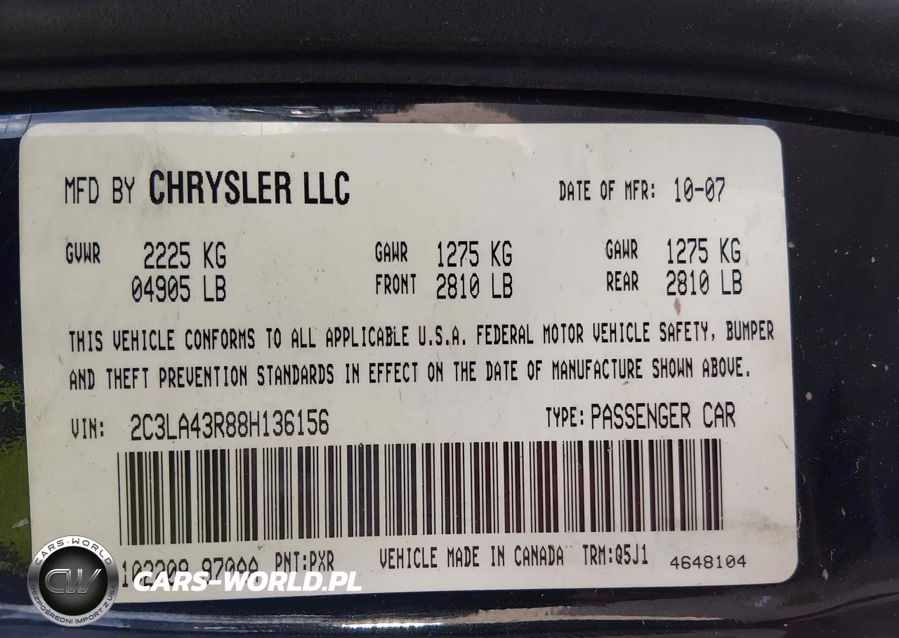 2008 Chrysler 300 Lx VIN:2C3LA43R88H136156 - 9