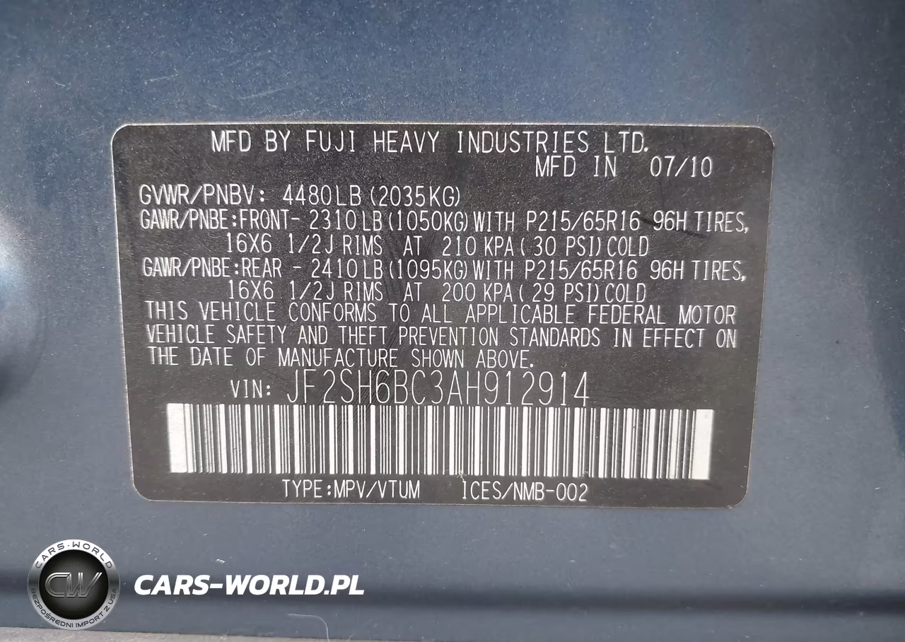 2010 Subaru Forester 2.5X VIN:JF2SH6BC3AH912914 - 9