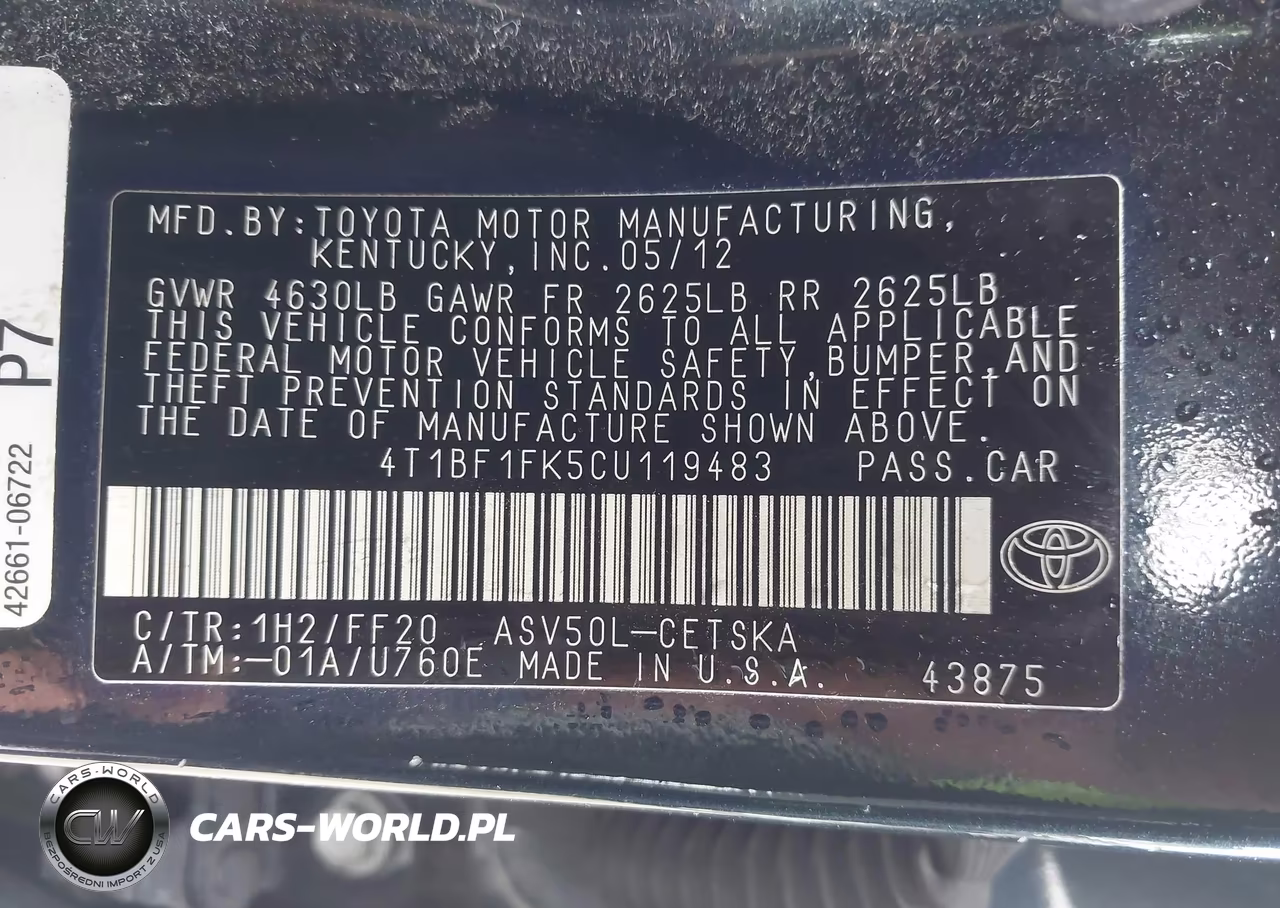 2012 Toyota Camry Se VIN:4T1BF1FK5CU119483 - 9