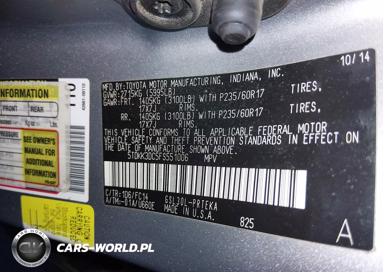 2015 Toyota Sienna Le 8 Passenger VIN:5TDKK3DC5FS551006 - 9