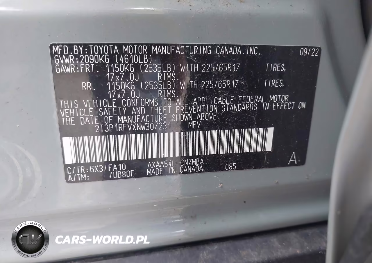 2022 Toyota Rav4 Xle VIN:2T3P1RFVXNW307231 - 9