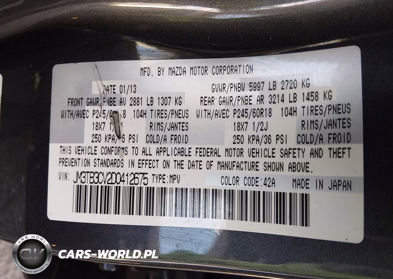 2013 Mazda Cx-9 Touring VIN:JM3TB3CV2D0412675 - 9