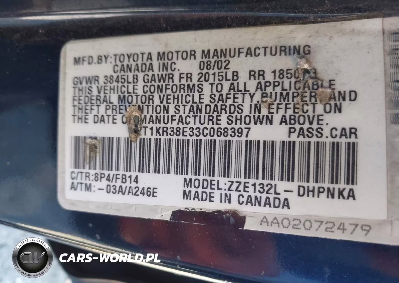 2003 Toyota Matrix Xr VIN:2T1KR38E33C068397 - 9