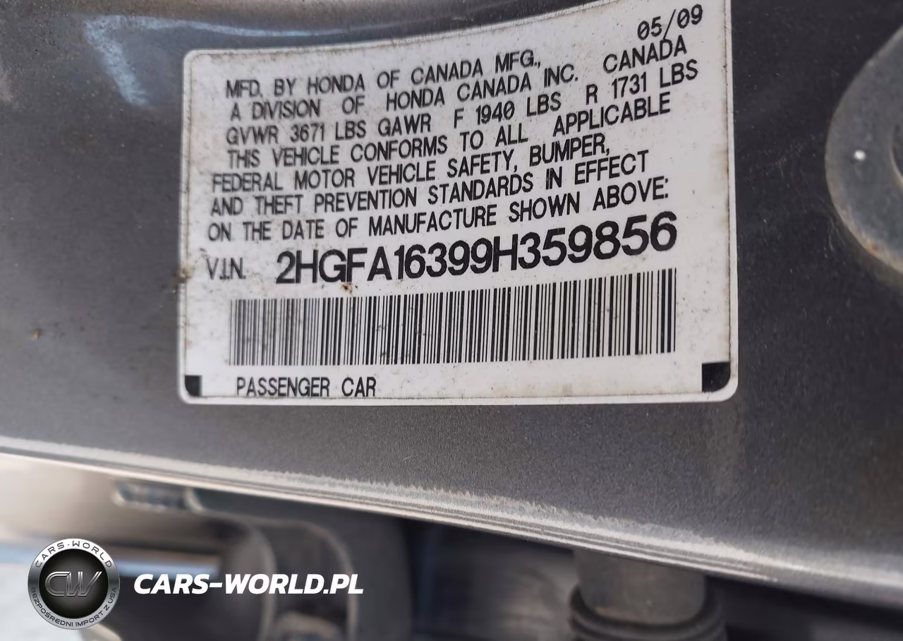2009 Honda Civic Vp VIN:2HGFA16399H359856 - 9
