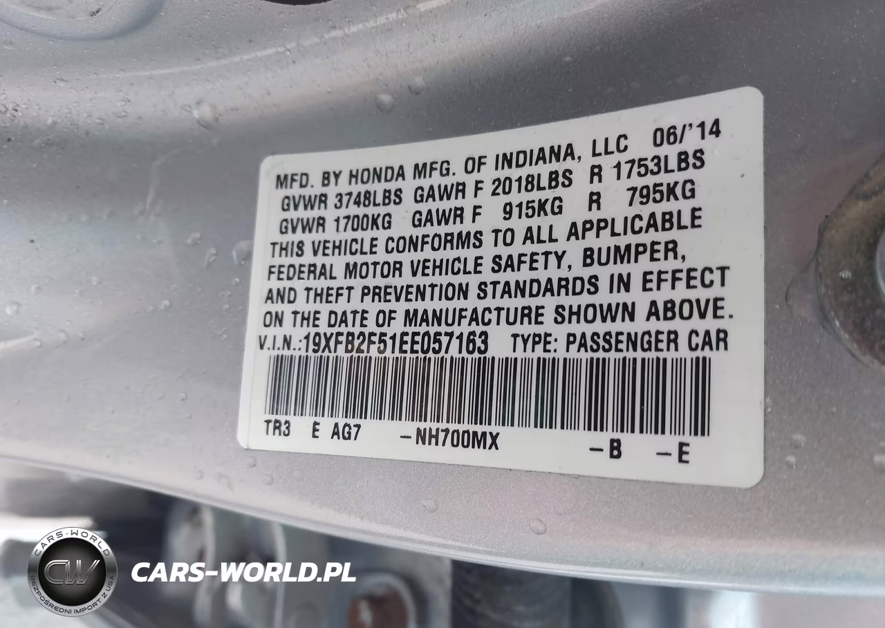 2014 Honda Civic Lx VIN:19XFB2F51EE057163 - 9