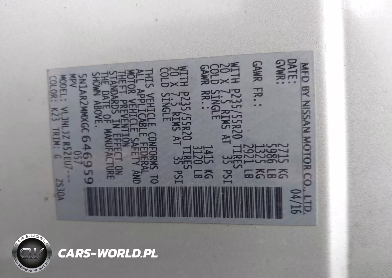 2016 Nissan Pathfinder Platinum VIN:5N1AR2MMXGC646959 - 9