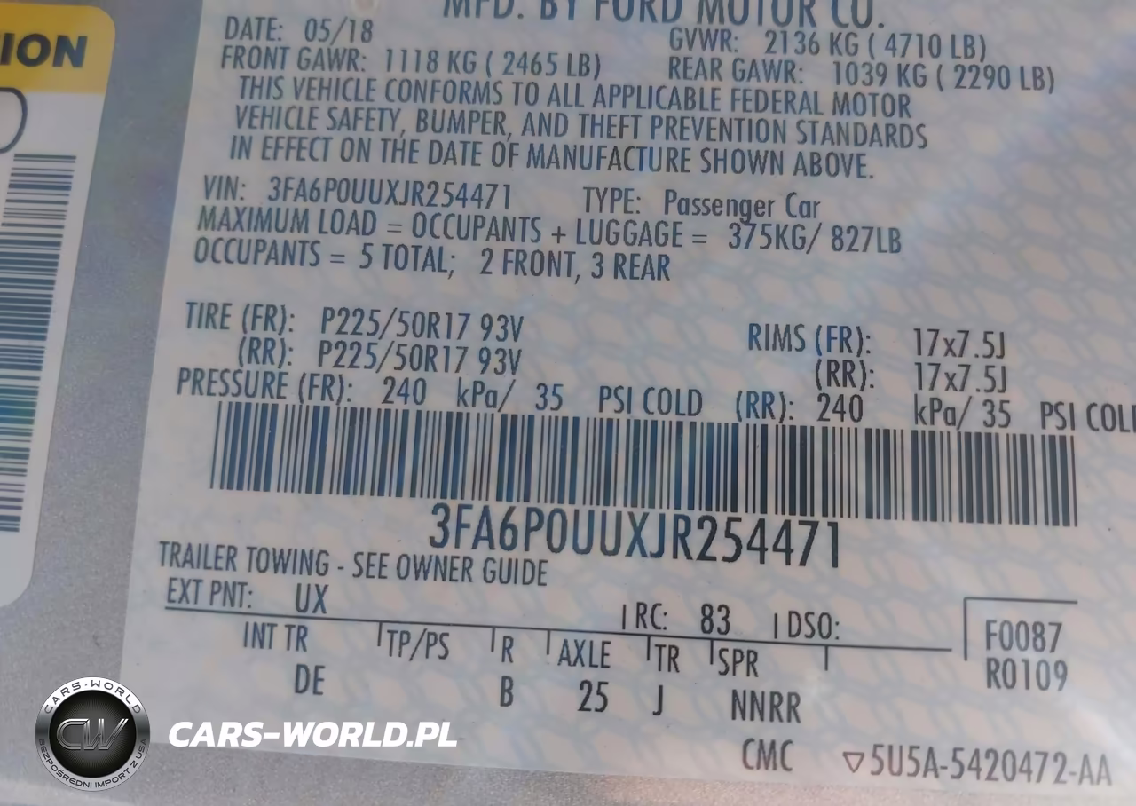 2018 Ford Fusion Hybrid S VIN:3FA6P0UUXJR254471 - 9