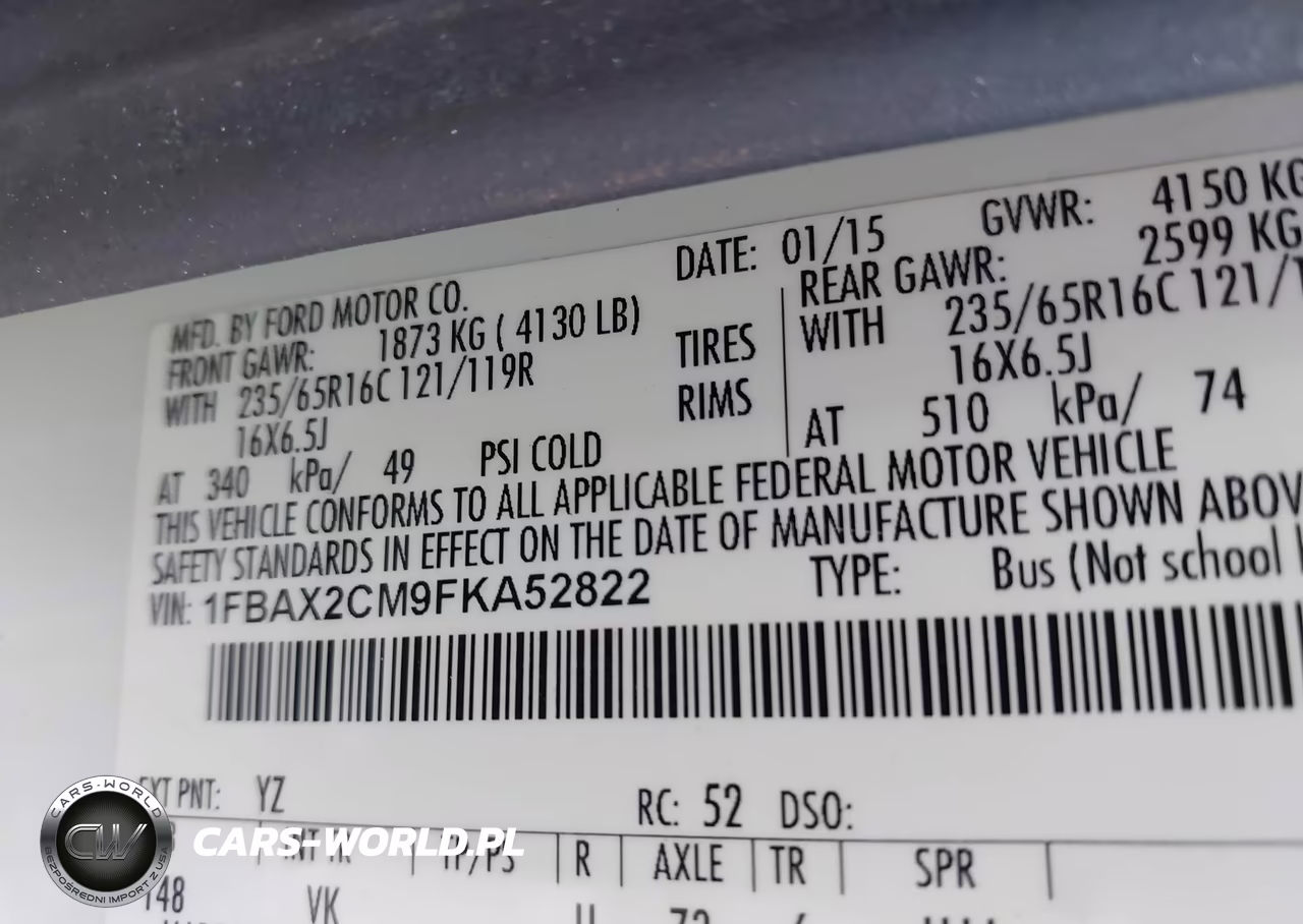 2015 Ford Transit-350 Xl VIN:1FBAX2CM9FKA52822 - 9