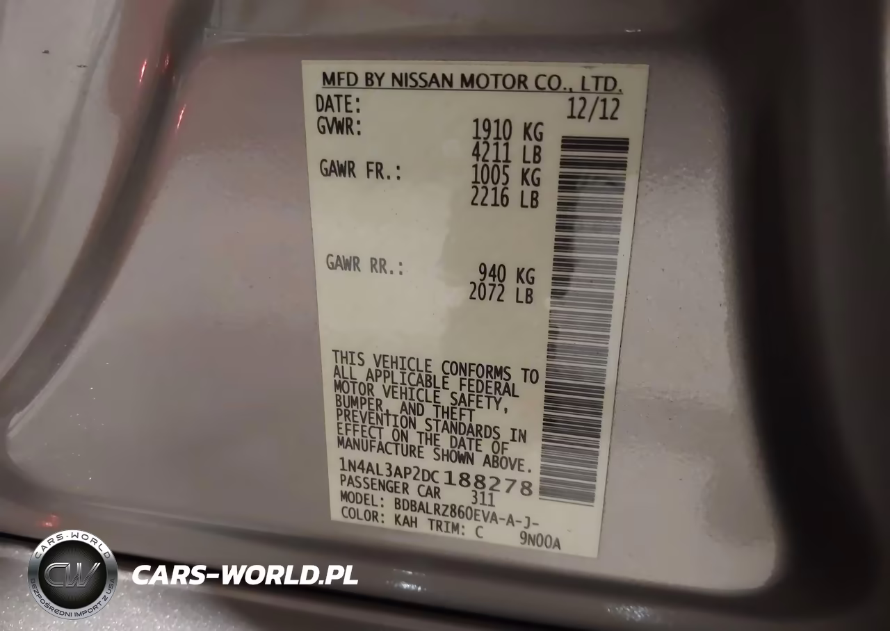 2013 Nissan Altima 2.5 S VIN:1N4AL3AP2DC188278 - 9