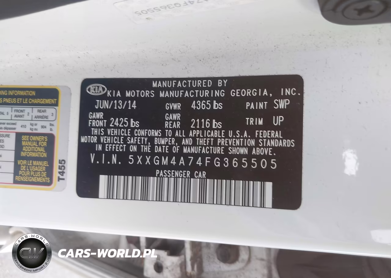 2015 Kia Optima Lx VIN:5XXGM4A74FG365505 - 9