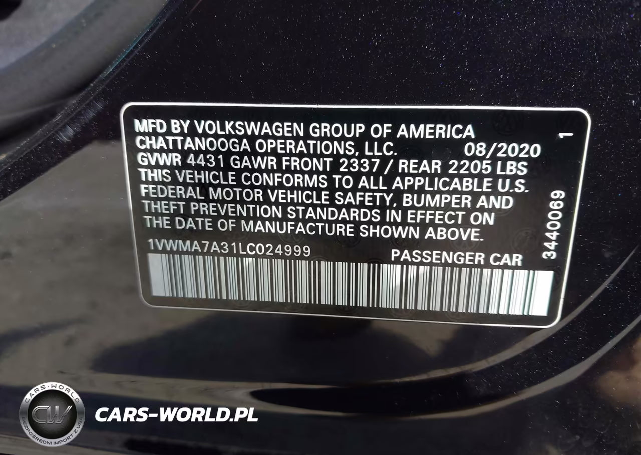 2020 Volkswagen Passat 2.0T R-Line VIN:1VWMA7A31LC024999 - 9
