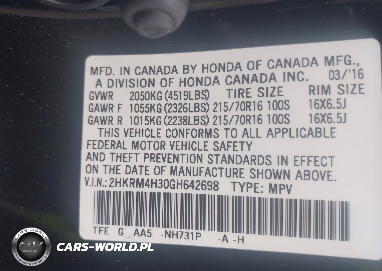 2016 Honda Cr-V Lx VIN:2HKRM4H30GH642698 - 9