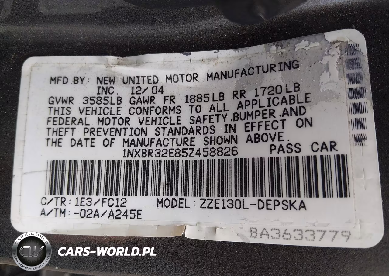 2005 Toyota Corolla S VIN:1NXBR32E85Z458826 - 9