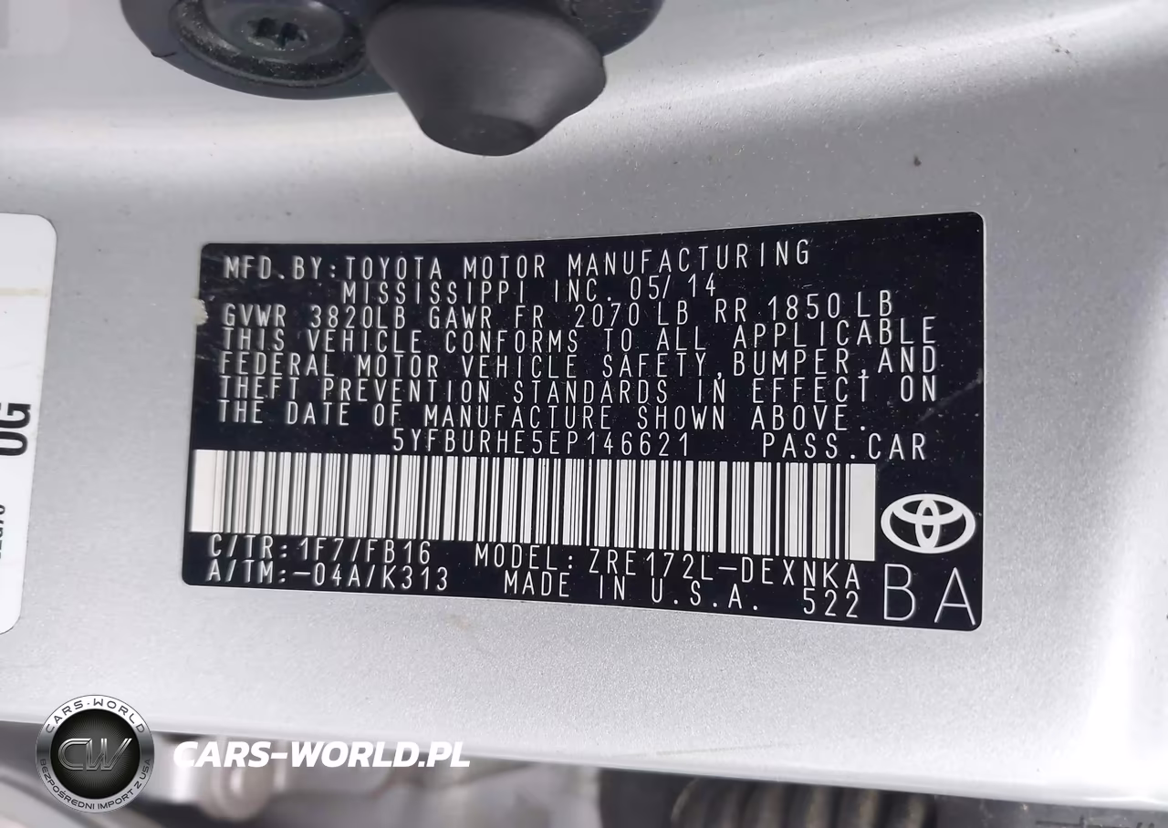 2014 Toyota Corolla Le Plus VIN:5YFBURHE5EP146621 - 9